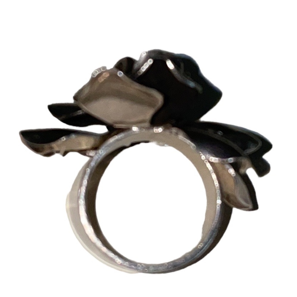 Sterling Silver 925 Mexico Open Floral Rose Ring, Thick Band, Approx 8.25 - Picture 6 of 8